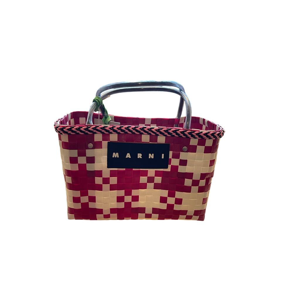 Marni Red and White Crossbody Bag with Geometric Pattern